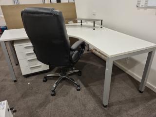 Office Corner Workstation Desk w/ Executive Chair & More