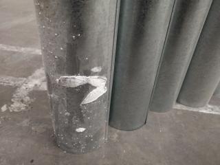 9x Galvanised Steel Duct Flues, 125x1200mm Size
