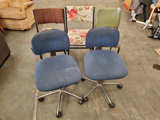 5x Vintage Office Type Chairs