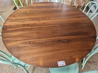 Large Round Cafe Table and 7 Chairs