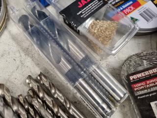 Assorted Drill Bits, Grinding Didk, Sanding Consumables, & More