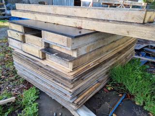 Stack of Wooden Concrete Former Frames & Plywood Sheets