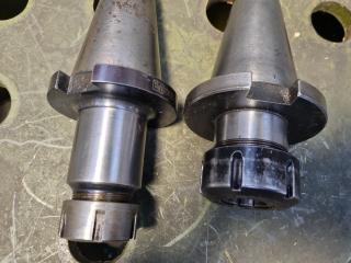 2x CAT50 Type Tool Holders w/ ER40 & ER32 Collet Chucks