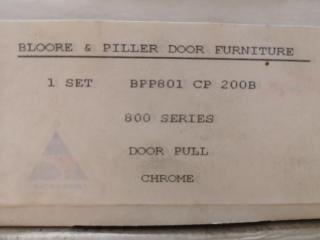 4x Stylish Quality Chrome Door Handle Sets by Bloore & Piller, New