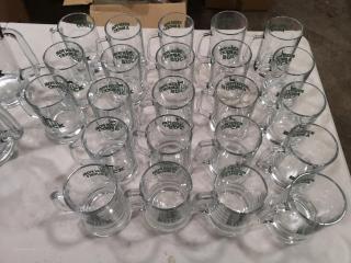 23x Wild Buck Glass Beer Mugs + 2x Large Pitchers