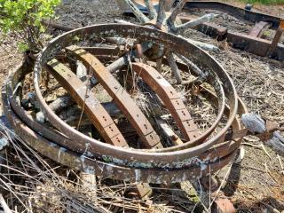 Antique Wagon Wheel Components, Axle, Rims