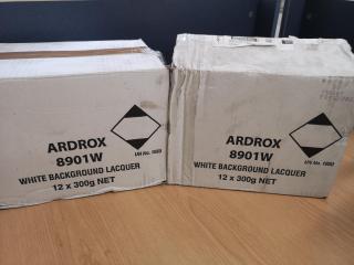 23x Ardrox 8901W White Background Lacquer, 300g Spray Bottles