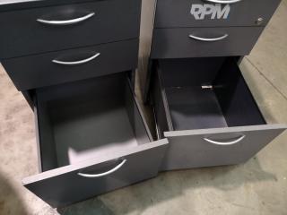 2x Office Mobile Drawer File Units