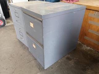 2x Workshop Office 2-Drawer Metal File Cabinets