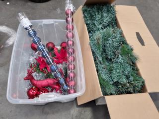 Assorted Christmas Decorations, Ornaments, Tree, & More