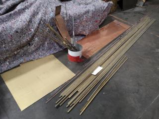 Assorted Lot of Brass, Copper & Steel Material Rods & Sheets
