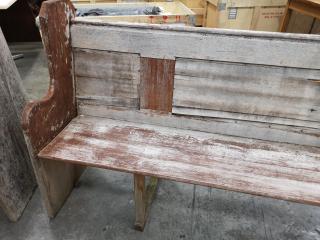 2x Vintage Antique Wooden Church Benches