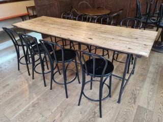 Large Antique Style Bar Table and 8 Stools 