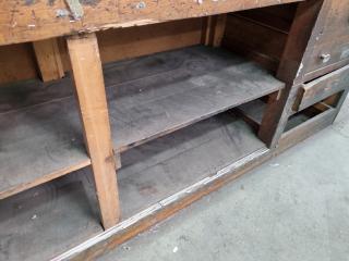 Vintage Wood Workbench w/ Vice