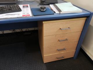 Office Workstation Desk w/ Chair & Mobile Drawers