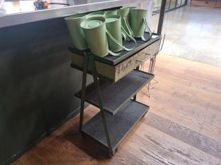 Industrial Steel Trolley and Water Jugs