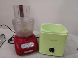 Kitchen Aid Food Processor & Cuisinart Ice Cream Majer, Missing Components