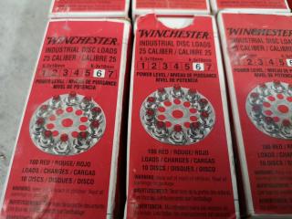 13x Boxes of Winchester Industrial Anchor Disk Loads, 25cal