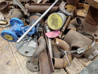 Assorted Industrial Pipe Fittimgs, Valves, Connectors, & More