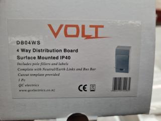2x Volt 4-Way Distribution Boards, New