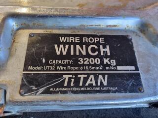 Titan Wire Rope Winch, 3200kg Capacity