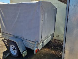 Single Axle Trailer w/Steel Cage & Canvas Cover by Motrax