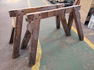 Pair of Wooden Workshop Saw Horses