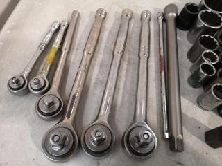 Assorted Lot of 1/2", 3/8", & 1/4" Drive Sockets, Wrenches, Extensions