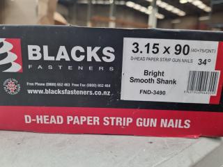 3000x Black's Bright Smooth Shank D-Head Nails, 3.15x90mm Size
