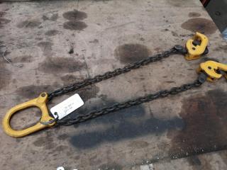 1000kg Capacity Double Leg Lifting Chain Set w/ Pipe Hooks