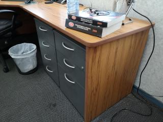 Large Office L-Shaped Desk Workstation w/ Chair & 3x Drawer Units