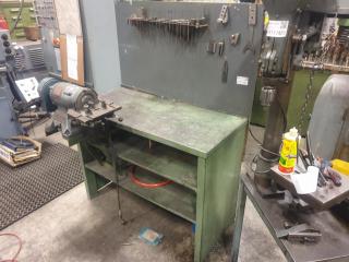 Wooden Workbench with Grinder