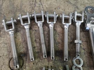 Assorted Lot of Stainless Steel Turnbuckle Toggle, Jaws, Bodies & More