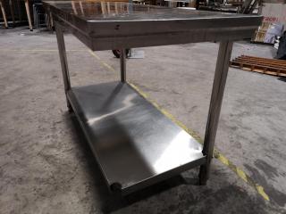 Small Stainless Steel Bench Table, missing leg