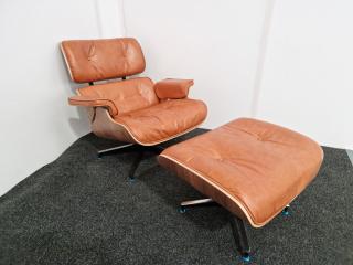 Eames Style Lounge Chair & Ottoman - Leather