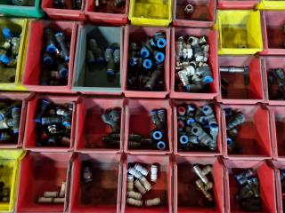 Huge Assortment of Pipe & Hose Fittings, Bolts w/ Bins 