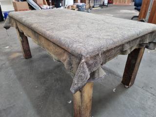Wood Work Table, Coth Covered Top