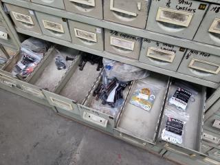 54-Drawer Steel Parts Bin Cabinet with Contents