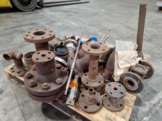 Assorted Industrial Pipe Fittimgs, Valves, Connectors, & More