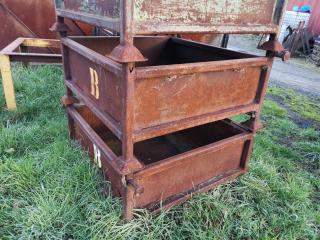 6x Heavy Duty Stackable Steel Industrial Storage Bins