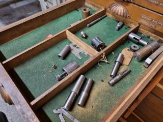 Vintage Antique Wooden Parts Drawer Cabinet