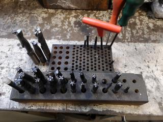 Assorted Mill Cutters, Bits, w/ Wood Holders & More