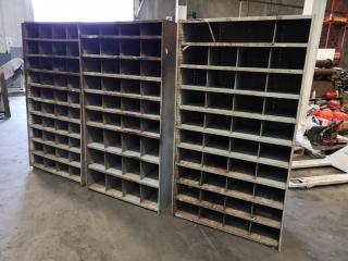 3x Metal Workshop Pigeon Hole Storage Units