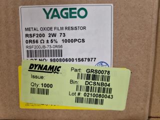 6000x Yageo Metal Oxide Film Resistors RSF200JB-73-0R56, Bulk Lot, New