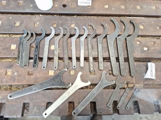 20 Assorted C Wrenches and Collet Spanners