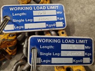 2x 1.8m Single Leg Lifting Chains, 2000kg Capacity