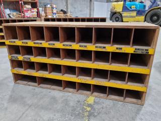 3x Matching Wooden Parts or Tooling Storage Pigeon Hole Shelves