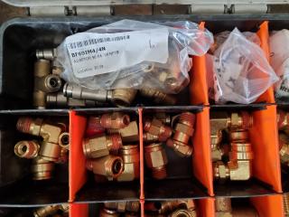 Assorted Small Brass Pipe Fittings, Connectors & More