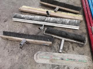 Assorted Concrete Pouring Brooms, Roller, w/ Poles