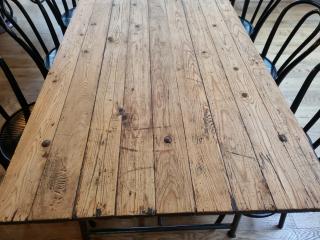 Large Antique Style Bar Table and 8 Stools 